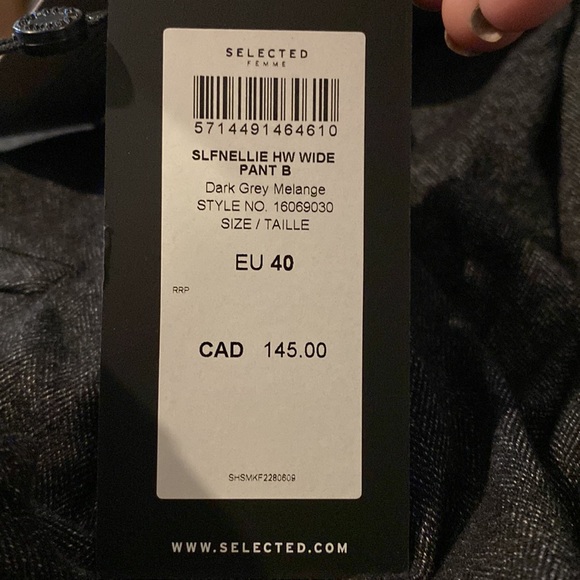 NWT Selected Femme SLFNELLIE High Waist Wide Leg Pant - Picture 3 of 9